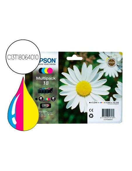 C13T18064010 CARTUCHO EPSON MULTIPACK T1806 NG.AM. CIAN MAG.