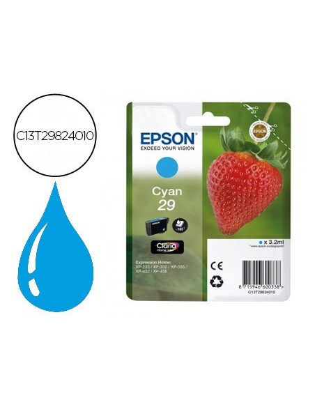 C13T29824010 CARTUCHO EPSON XP-435/330 29 CIAN 175 PG.