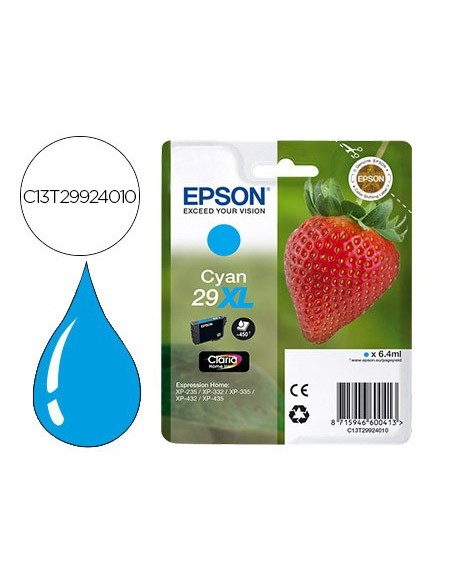 C13T29924010 CARTUCHO EPSON XP-435/330 29XL CIAN 450 PG.