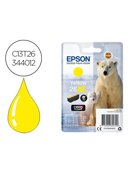 C13T26344012 CARTUCHO EPSON XP-600/XP605 26XL AM. 750 PG.