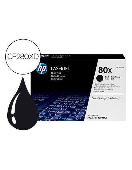 CF280XD TONER HP Nº 80X NG. PK. 2UD. 6900 PG.