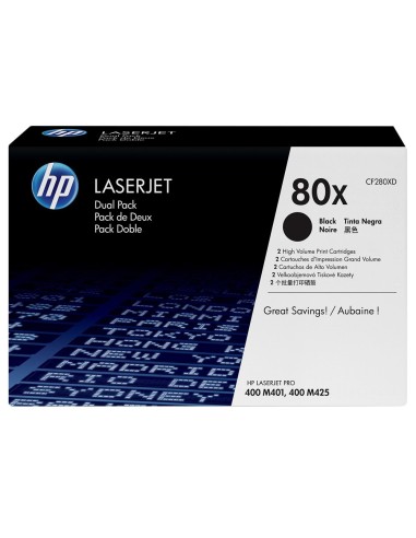 CF280XD TONER HP Nº 80X NG. PK. 2UD. 6900 PG.
