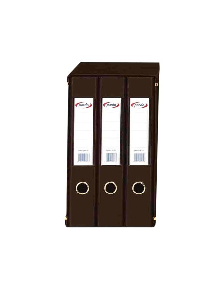 MODULO 3 ARCHIVADORES PALANCA PARDO FL FORRADO RADO LOMO 40MM AZ.