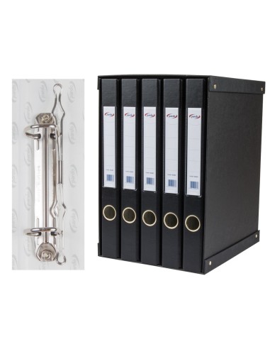 MODULO 5 ARCHIVADORES PALANCA PARDO FL FORRADO RADO LOMO 25MM NG.