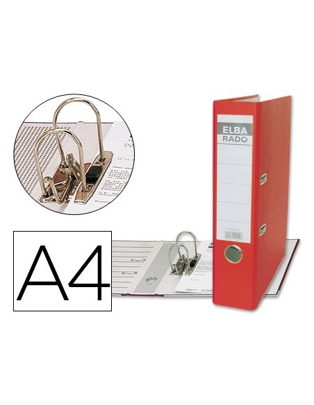 ARCH.PAL.ELBA C.FORRADO DIN A4 ROJO LOMO 80 MM RADO PLAST