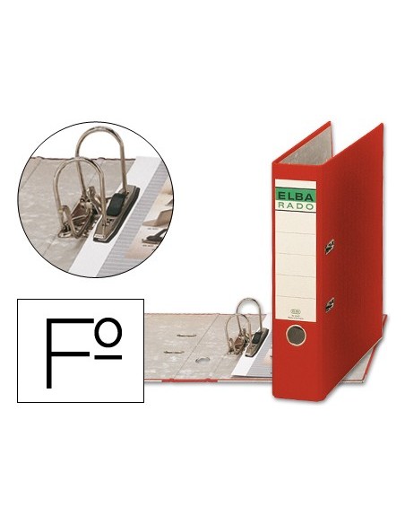 ARCH.PAL.ELBA C.FORRADO FL.ROJO LOMO 80 MM RADO CHIC