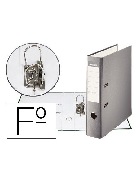 ARCHIVADOR PALANCA ESSELTE FL CARTON FORRADO PVC RADO LOMO 75MM GRIS