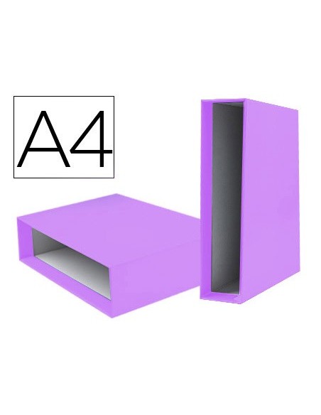 CAJA ARCHIVADOR PALANCA DOCUMENTA A4 CARTON LOMO 75MM VIO.