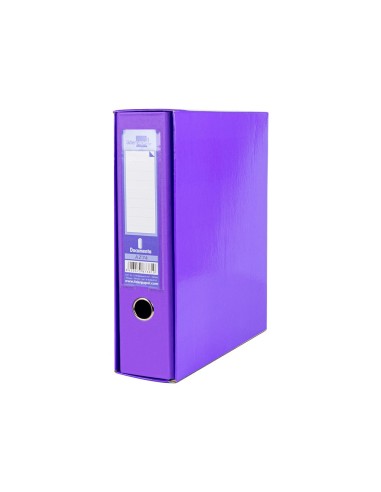CAJA ARCHIVADOR PALANCA DOCUMENTA A4 CARTON LOMO 75MM VIO.