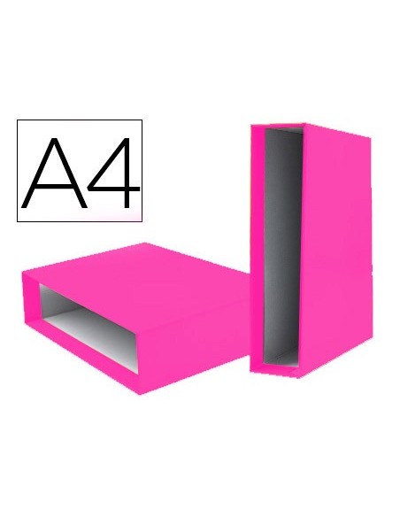 CAJA ARCHIVADOR PALANCA DOCUMENTA A4 CARTON LOMO 75MM ROSA