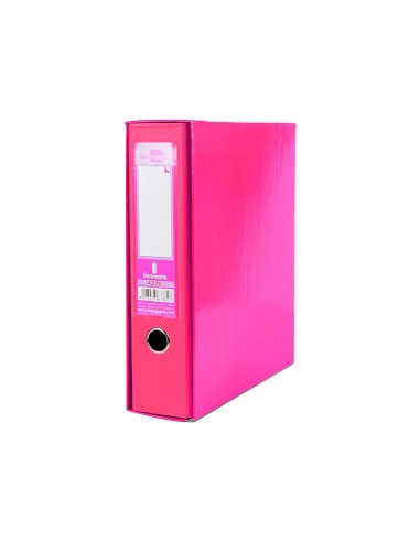 CAJA ARCHIVADOR PALANCA DOCUMENTA A4 CARTON LOMO 75MM ROSA
