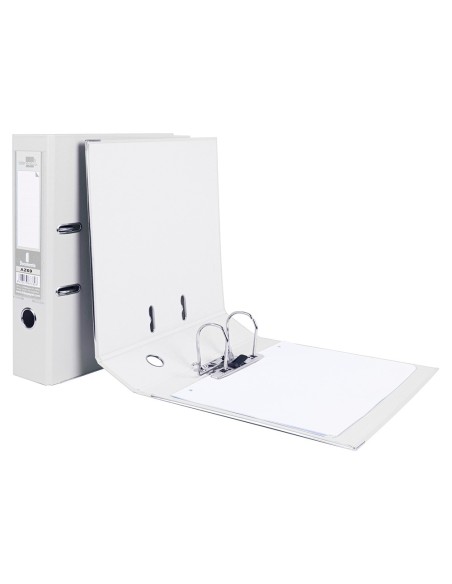 ARCH.PAL.LIDERPAPEL C.FORRADO DIN A4 BLANCO C/RADO LOMO 75 MM