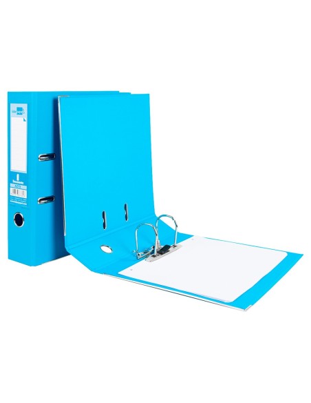 ARCH.PAL.LIDERPAPEL C.FORRADO DIN A4 CELESTE C/RADO LOMO 75 MM