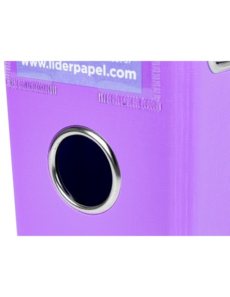 ARCH.PAL.LIDERPAPEL C.FORRADO DIN A4 LILA C/RADO LOMO 75 MM