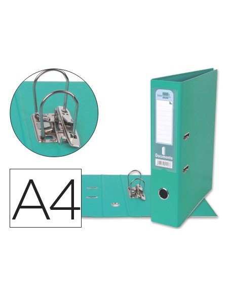 ARCH.PAL.LIDERPAPEL C.FORRADO DIN A4 VERDE CLARO C/RADO LOMO 75 MM