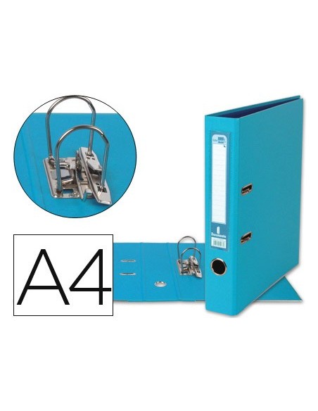 ARCHIVADOR ESTRECHO PALANCA DOCUMENTA A4 PVC RADO LOMO 52MM CELESTE