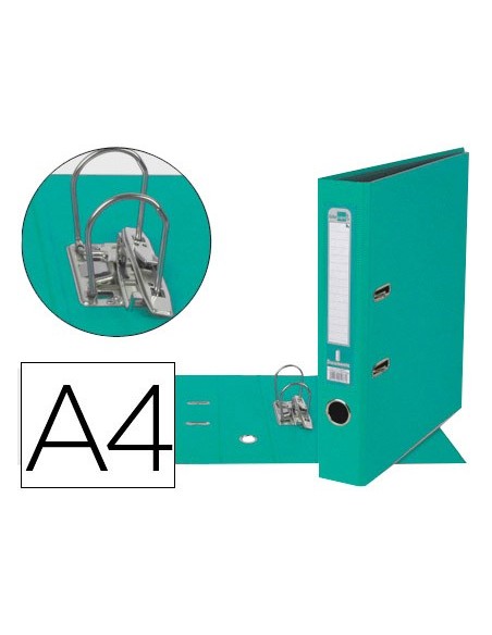 ARCHIVADOR ESTRECHO PALANCA DOCUMENTA A4 PVC RADO LOMO 52MM TURQ.