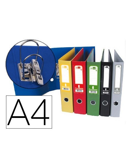 ARCHIVADOR ESTRECHO PALANCA DOCUMENTA A4 PVC RADO LOMO 52MM SURT.