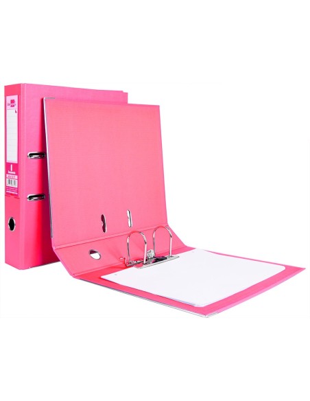 ARCHIVADOR PALANCA LIDERPAPEL FL FORRADO PVC RADO LOMO 75MM ROSA