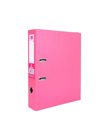 ARCHIVADOR PALANCA LIDERPAPEL FL FORRADO PVC RADO LOMO 75MM ROSA