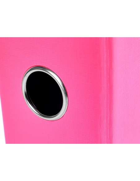 ARCHIVADOR PALANCA LIDERPAPEL FL FORRADO PVC RADO LOMO 75MM ROSA