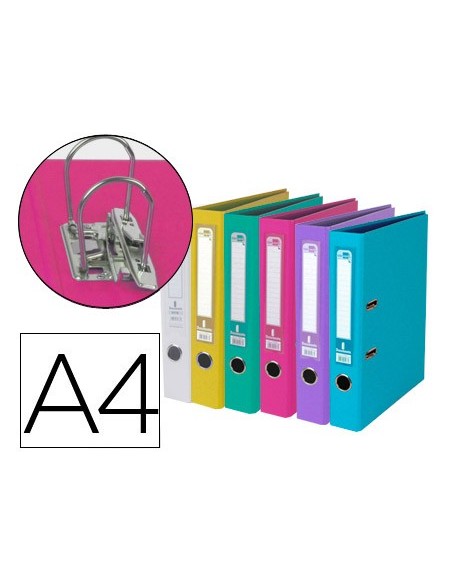 ARCHIVADOR PALANCA DOCUMENTA A4 PVC FORRADO RADO LOMO 52MM SURT.