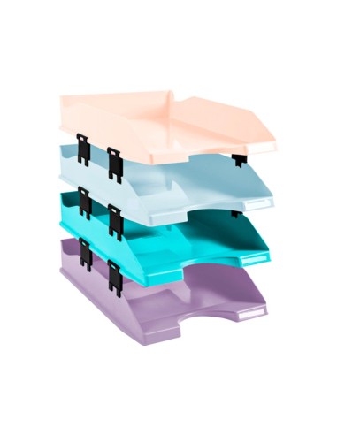 BANDEJA EXACOMPTA PLAST.AQUAREL SET 4 BAND.COMBO PASTEL 346X225X243MM