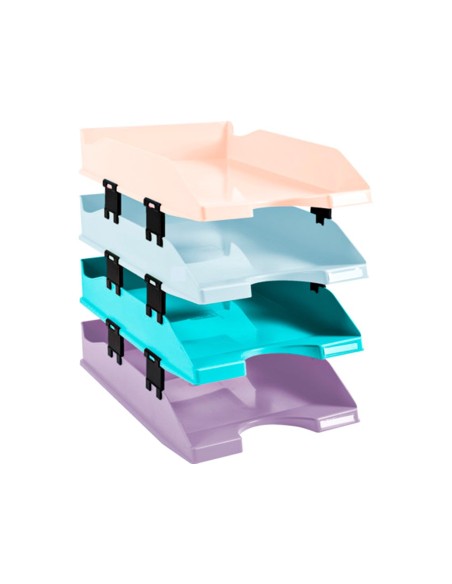 BANDEJA EXACOMPTA PLAST.AQUAREL SET 4 BAND.COMBO PASTEL 346X225X243MM