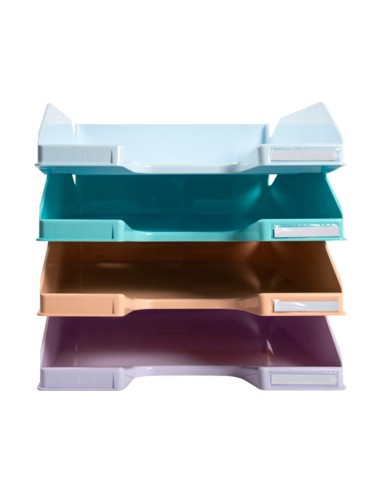 BANDEJA EXACOMPTA PLAST.AQUAREL SET 4 BAND.COMBO PASTEL 346X225X243MM