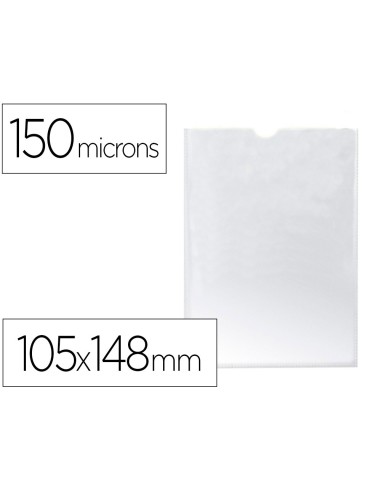 FUNDA PORTACARNET Q-CON.DINA6 150 MICRAS PVC TPTE.C/UÑERO 105X 148 MM