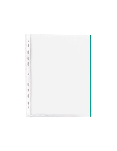 FUNDA MULTITALADRO Q-CON.DIN A4 70MC PP CRISTAL BORDE VER.BOLSA 10UDS