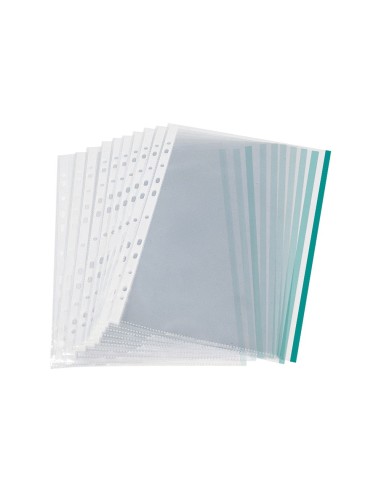 FUNDA MULTITALADRO Q-CON.DIN A4 70MC PP CRISTAL BORDE VER.BOLSA 10UDS