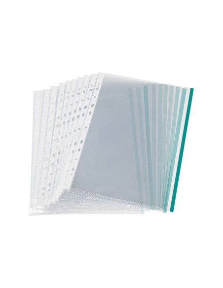 FUNDA MULTITALADRO Q-CON.DIN A4 70MC PP CRISTAL BORDE VER.BOLSA 10UDS