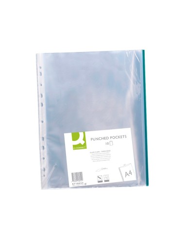 FUNDA MULTITALADRO Q-CON.DIN A4 70MC PP CRISTAL BORDE VER.BOLSA 10UDS