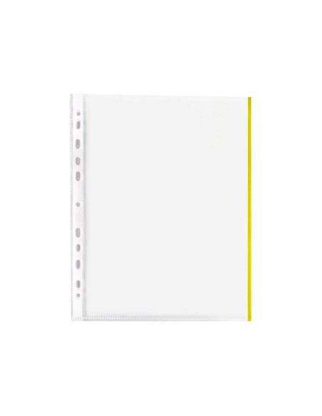 FUNDA MULTITALADRO Q-CON.DIN A4 70MC PP CRISTAL BORDE AM.BOLSA 10UDS