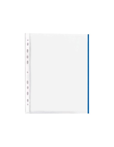 FUNDA MULTITALADRO Q-CON.DIN A4 70MC PP CRISTAL BORDE AZ.BOLSA 10UDS