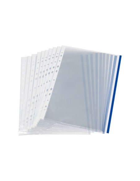 FUNDA MULTITALADRO Q-CON.DIN A4 70MC PP CRISTAL BORDE AZ.BOLSA 10UDS
