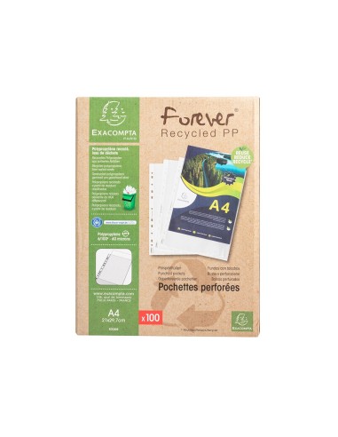 FUNDA MULTITALADRO EXACOMPTA RECICLADA PP 60 MC DIN A4 P.NARANJA 100U