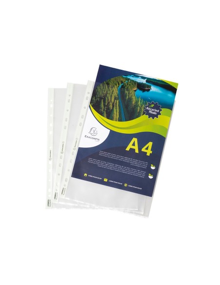 FUNDA MULTITALADRO EXACOMPTA RECICLADA PP 60 MC DIN A4 P.NARANJA 100U