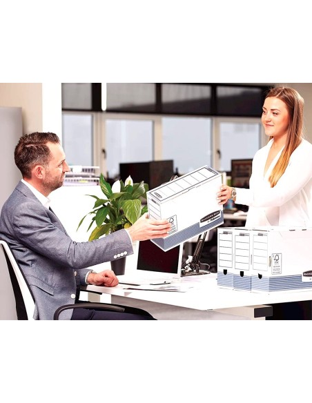 CAJA ARCHIVO DEFINITIVO FELLOWES A4 CARTON RECICL 100% LOM 100MM  AZ.