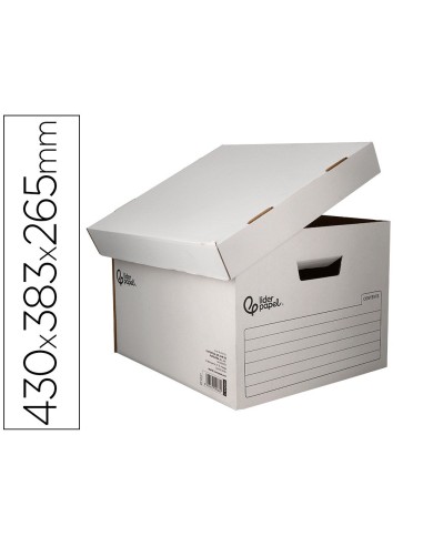 CONTENEDOR LIDERPAPEL CARTON AUTO 4 CAJAS 430X383X265MM BLANCO
