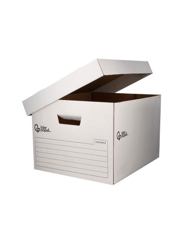 CONTENEDOR LIDERPAPEL CARTON AUTO 4 CAJAS 430X383X265MM BLANCO