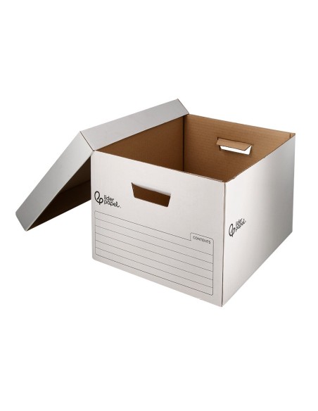 CONTENEDOR LIDERPAPEL CARTON AUTO 4 CAJAS 430X383X265MM BLANCO