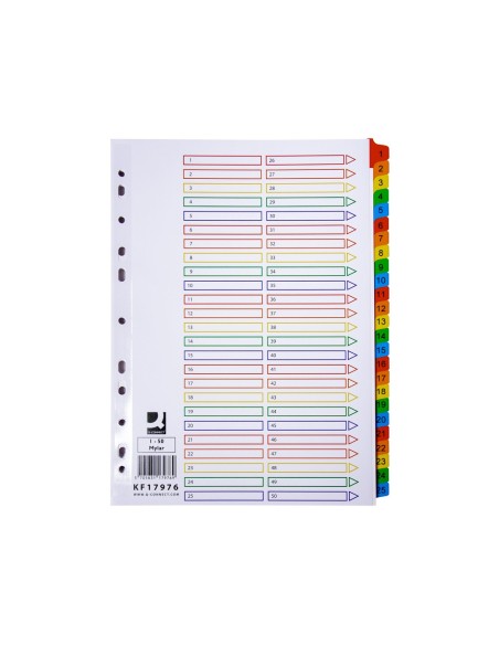 SEP.NUMERICO Q-CON.PLASTICO 1-50 JUEGO 50 SEP.A4 MULTITALADRO