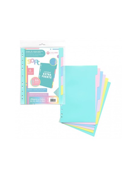 SEP.CARCHIVO PP. SOFT EXTRA FUERTE A4 MULTITALADRO JUEGO 6 POSICIONES