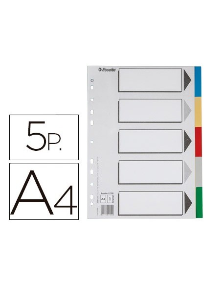SEPARADOR ESSELTE PLASTICO JUEGO 5 SEPARADORES A4 5 COL.MULTITALADRO