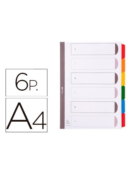 SEPARADOR EXACOMPTA CARTULINA JUEGO 6 SEPARADORES A4 MULTI.BL.MULTI.
