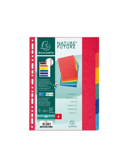 SEPARADOR EXACOMPTA CARTULINA SIMIL PRESPANJ/12 SEP.A4 MULTI.VIVOS