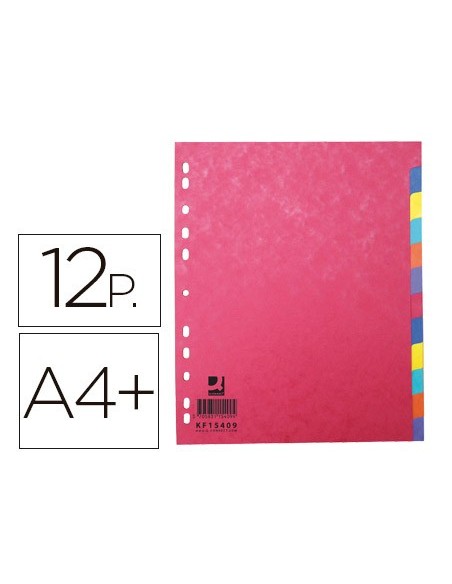 SEPARADOR Q-CON CARTULINA BRILLO JUEGO 12 SEPARADORES DIN A4+ KF15409
