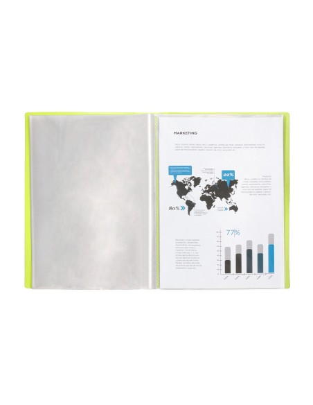 CARPETA ESCAPARATE 20 FUNDAS PP.A4 AM.FLUOR OPACO